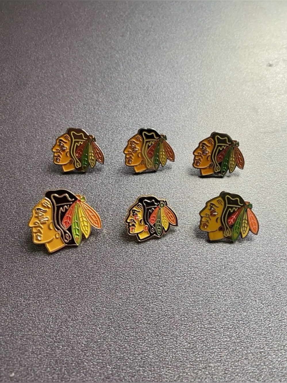 Lot of 6 Chicago Blackhawks logo pins NHL hockey collectible